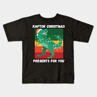 Funny Dinosaur T-Rex Raptor Christmas Presents Kids T-Shirt